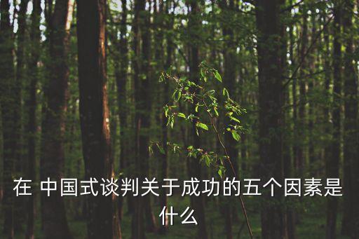 在 中國式談判關(guān)于成功的五個因素是什么