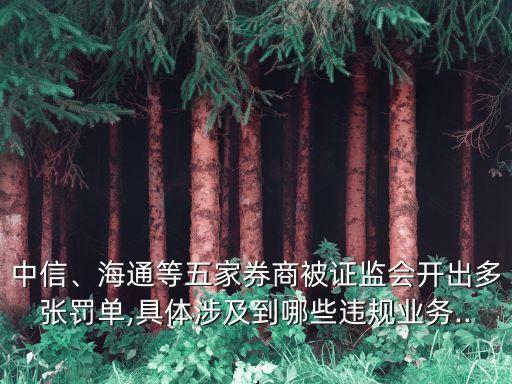 中信、海通等五家券商被證監(jiān)會開出多張罰單,具體涉及到哪些違規(guī)業(yè)務(wù)...