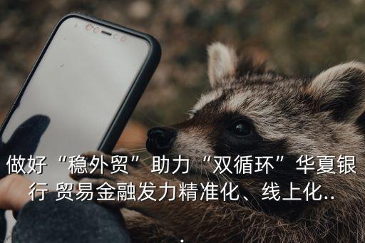 做好“穩(wěn)外貿(mào)”助力“雙循環(huán)”華夏銀行 貿(mào)易金融發(fā)力精準化、線上化...