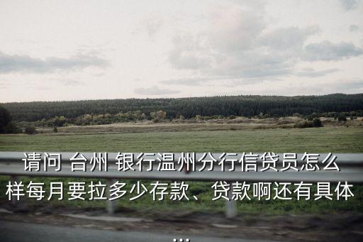 請問 臺州 銀行溫州分行信貸員怎么樣每月要拉多少存款、貸款啊還有具體...
