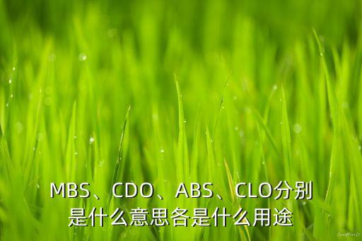MBS、CDO、ABS、CLO分別是什么意思各是什么用途