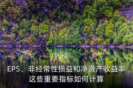 EPS、非經(jīng)常性損益和凈資產(chǎn)收益率這些重要指標(biāo)如何計(jì)算