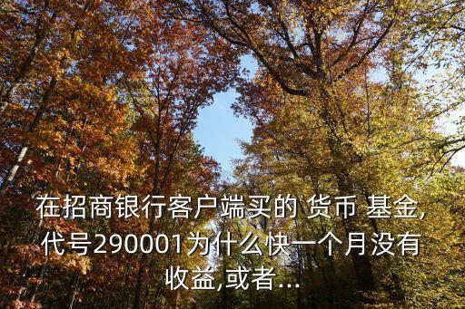在招商銀行客戶端買的 貨幣 基金,代號(hào)290001為什么快一個(gè)月沒有收益,或者...