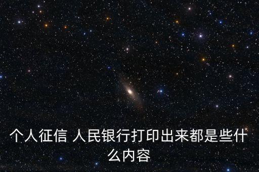 個人征信 人民銀行打印出來都是些什么內容