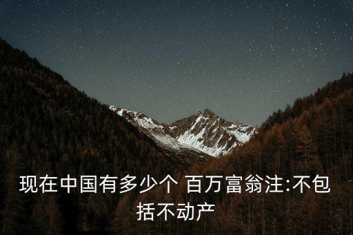 現(xiàn)在中國有多少個(gè) 百萬富翁注:不包括不動產(chǎn)