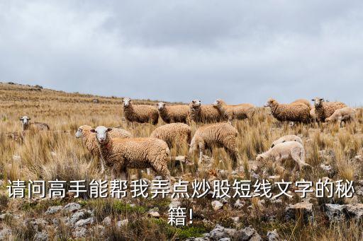 請(qǐng)問高手能幫我弄點(diǎn)炒股短線文字的秘籍!