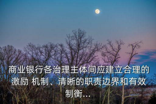  商業(yè)銀行各治理主體間應建立合理的 激勵 機制、清晰的職責邊界和有效制衡...