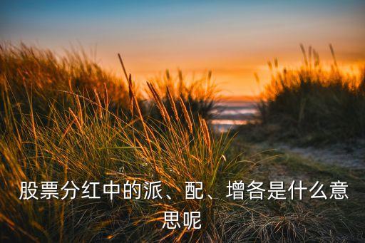  股票分紅中的派、配、增各是什么意思呢