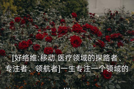 [好絡(luò)維:移動(dòng) 醫(yī)療領(lǐng)域的探路者、專注者、領(lǐng)航者]一生專注一個(gè)領(lǐng)域的...