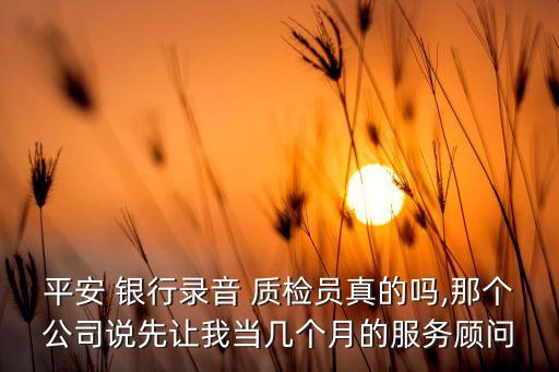 平安 銀行錄音 質(zhì)檢員真的嗎,那個公司說先讓我當幾個月的服務顧問