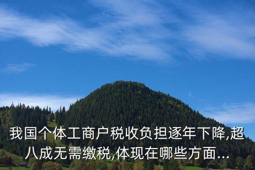 我國(guó)個(gè)體工商戶(hù)稅收負(fù)擔(dān)逐年下降,超八成無(wú)需繳稅,體現(xiàn)在哪些方面...
