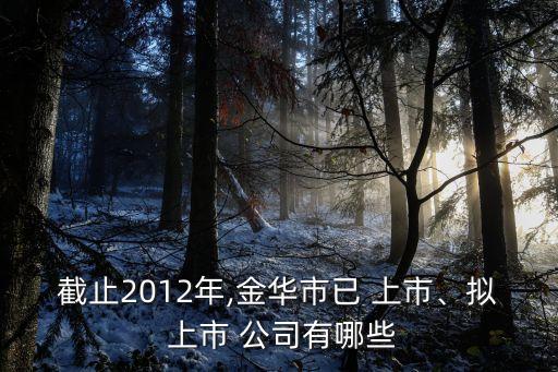 截止2012年,金華市已 上市、擬 上市 公司有哪些