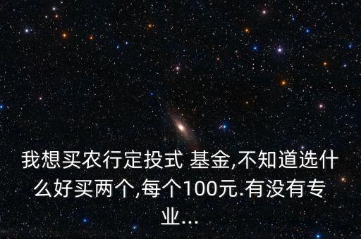 我想買農行定投式 基金,不知道選什么好買兩個,每個100元.有沒有專業(yè)...