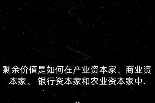 剩余價(jià)值是如何在產(chǎn)業(yè)資本家、商業(yè)資本家、 銀行資本家和農(nóng)業(yè)資本家中...