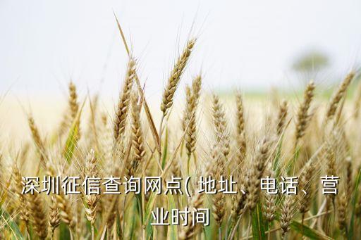 深圳征信查詢網(wǎng)點( 地址、電話、營業(yè)時間