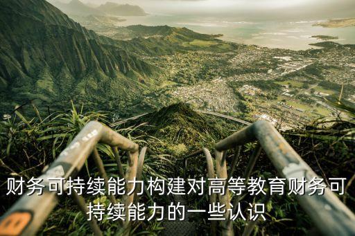 財務(wù)可持續(xù)能力構(gòu)建對高等教育財務(wù)可持續(xù)能力的一些認識