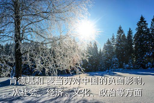 肯德基和 麥當勞對中國的負面影響,從社會、經(jīng)濟、文化、政治等方面