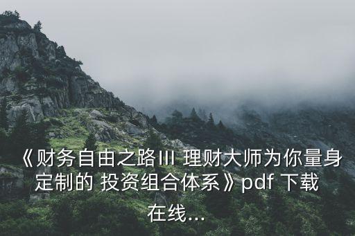 《財(cái)務(wù)自由之路Ⅲ 理財(cái)大師為你量身定制的 投資組合體系》pdf 下載在線...