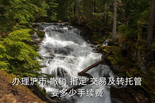 辦理滬市 撤銷(xiāo) 指定 交易及轉(zhuǎn)托管要多少手續(xù)費(fèi)
