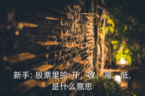 新手: 股票里的:開(kāi)、收、高、低,是什么意思